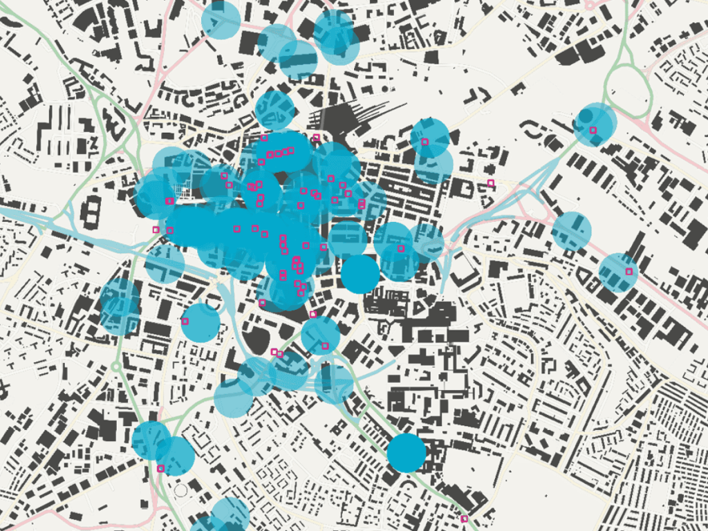 graphic shows a map with various locations pinpointed. 
